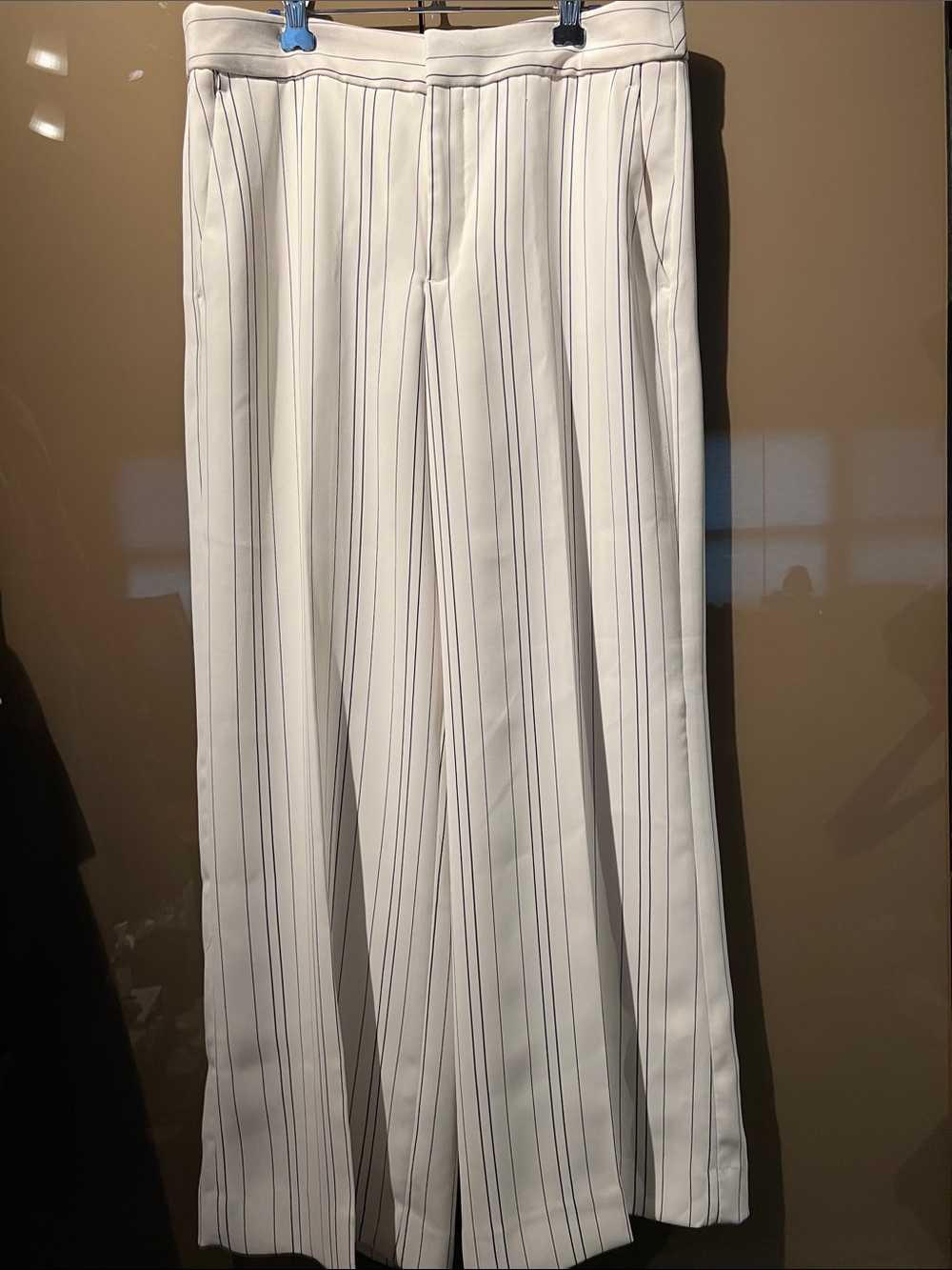 Banana Republic White Wide-Leg Pinstripe Pants